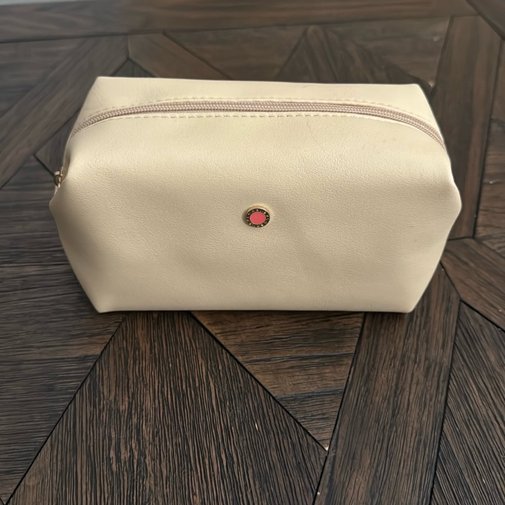 Bulgari Cream Cosmetic Bag with Pink Accent